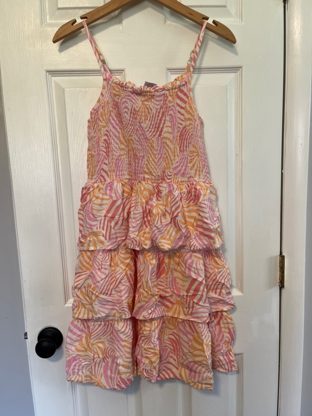 wonder nation Pink & Orange Tiered Ruffle Sundress